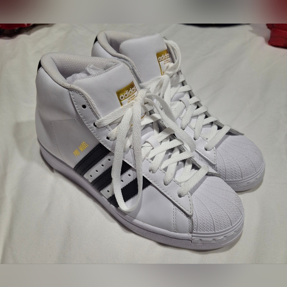 Adidas White and Black High-Top Sneakers